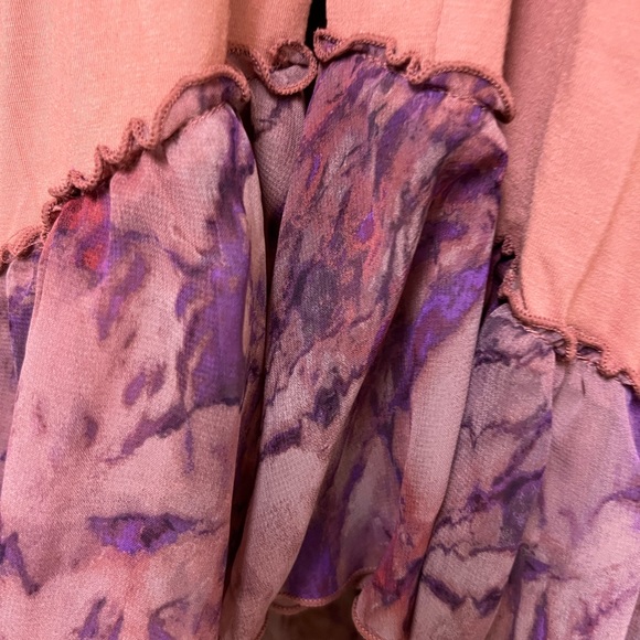 LOGO by Lori Goldstein Terracotta and Violet Layered Blouse - Picture 9 of 10